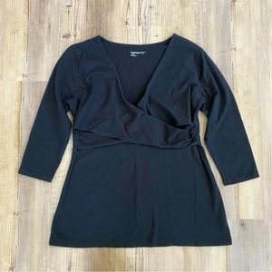 Gap Maternity black stretchy knit nursing shirt top 3/4 sleeve size large EUC